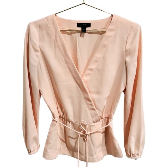 J.Crew Drapey crepe faux-wrap top Pink Size 00 - Picture 2 of 4